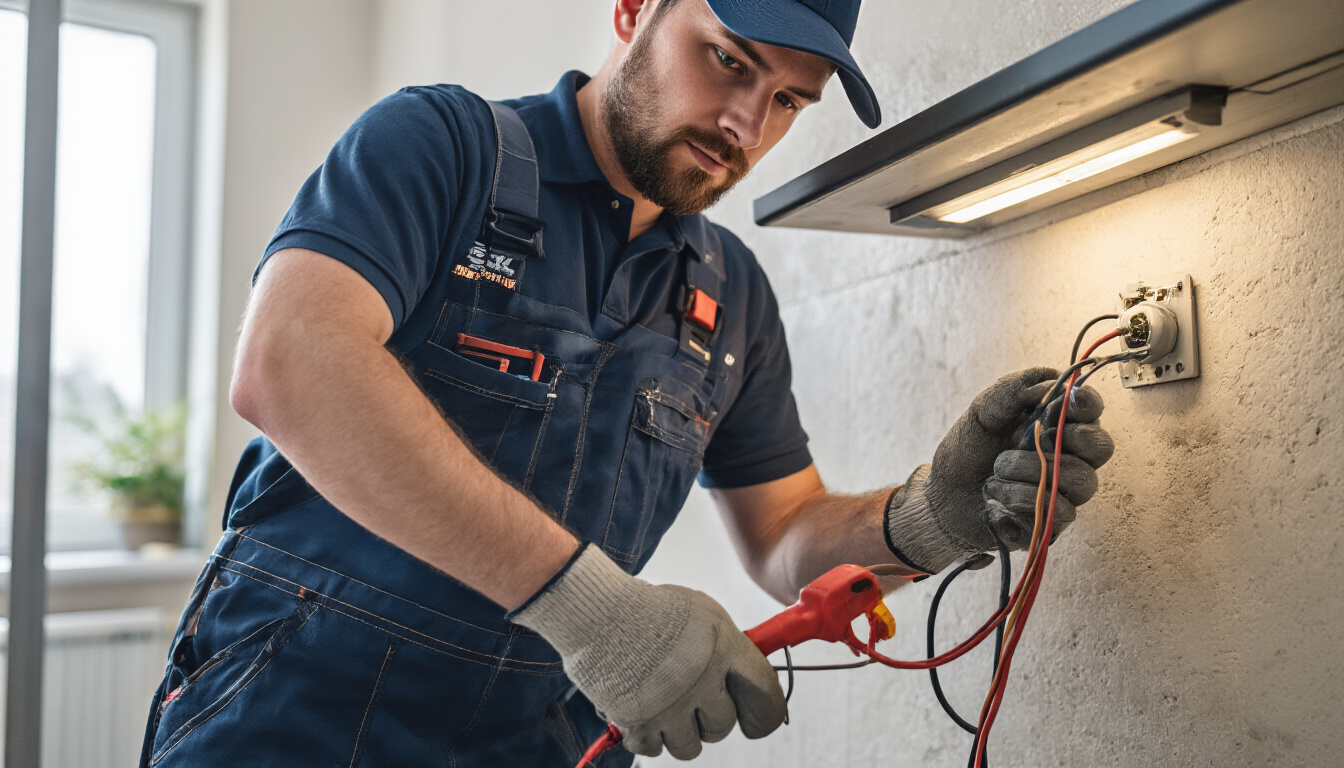 Electrician inspecting electrical equipment