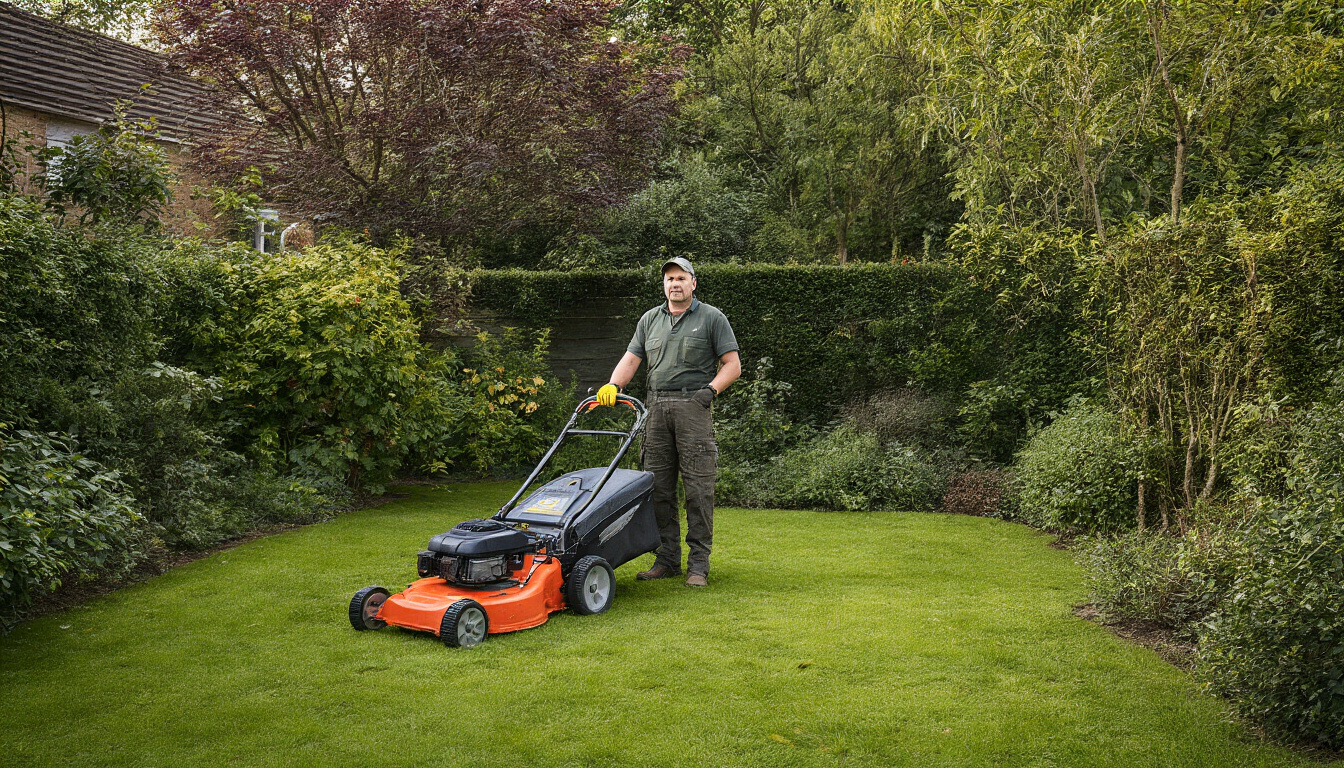 Michael Large working in a beautifully maintained garden border